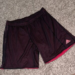 Adidas Athletic Shorts Black & Pink Mesh Basketball Running‎ Gym small